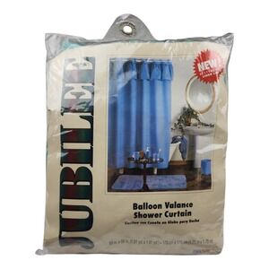 Vintage 80s Jubilee Balloon Valance Shower Curtain 69x69 NIP Made in USA